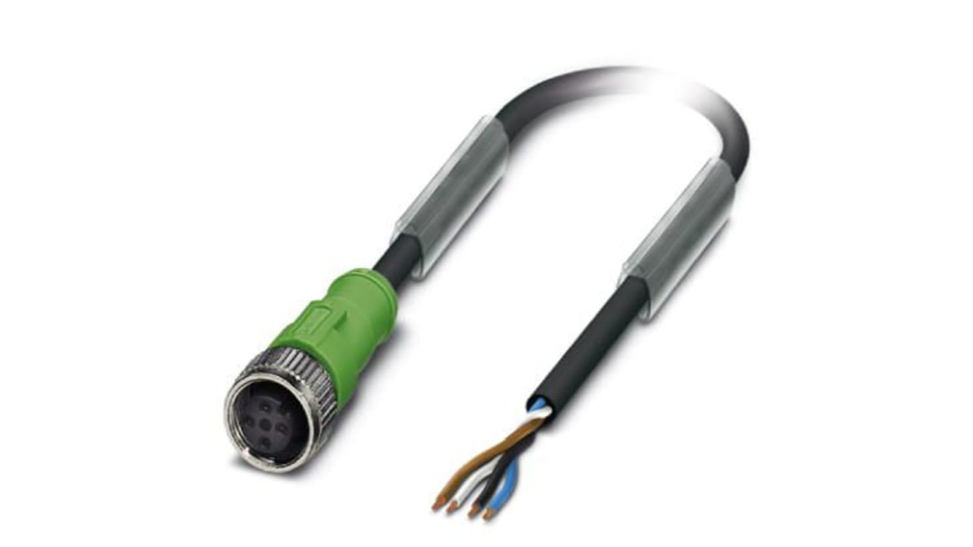 Cavo sensore/attuatore M12 femmina Phoenix Contact, 5m, terminazione aperta - Resistente a polvere e acqua, contatti in rame-stagno, guaina in PUR.