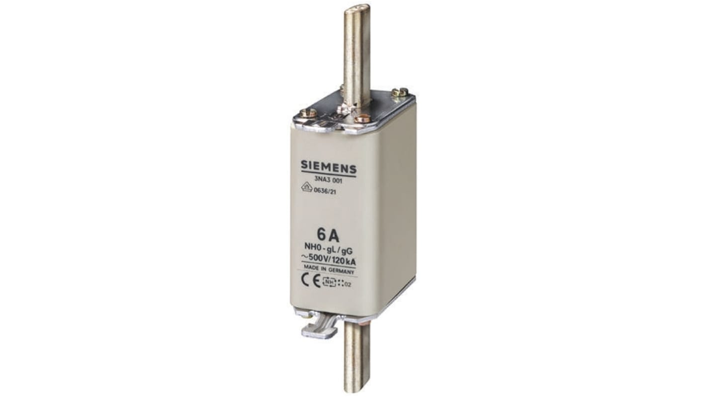 Fusibile NH 160A gG Siemens, corpo ceramico, indicatore fusibile bruciato, dimensioni 126mm x 30mm, tensione 500V.