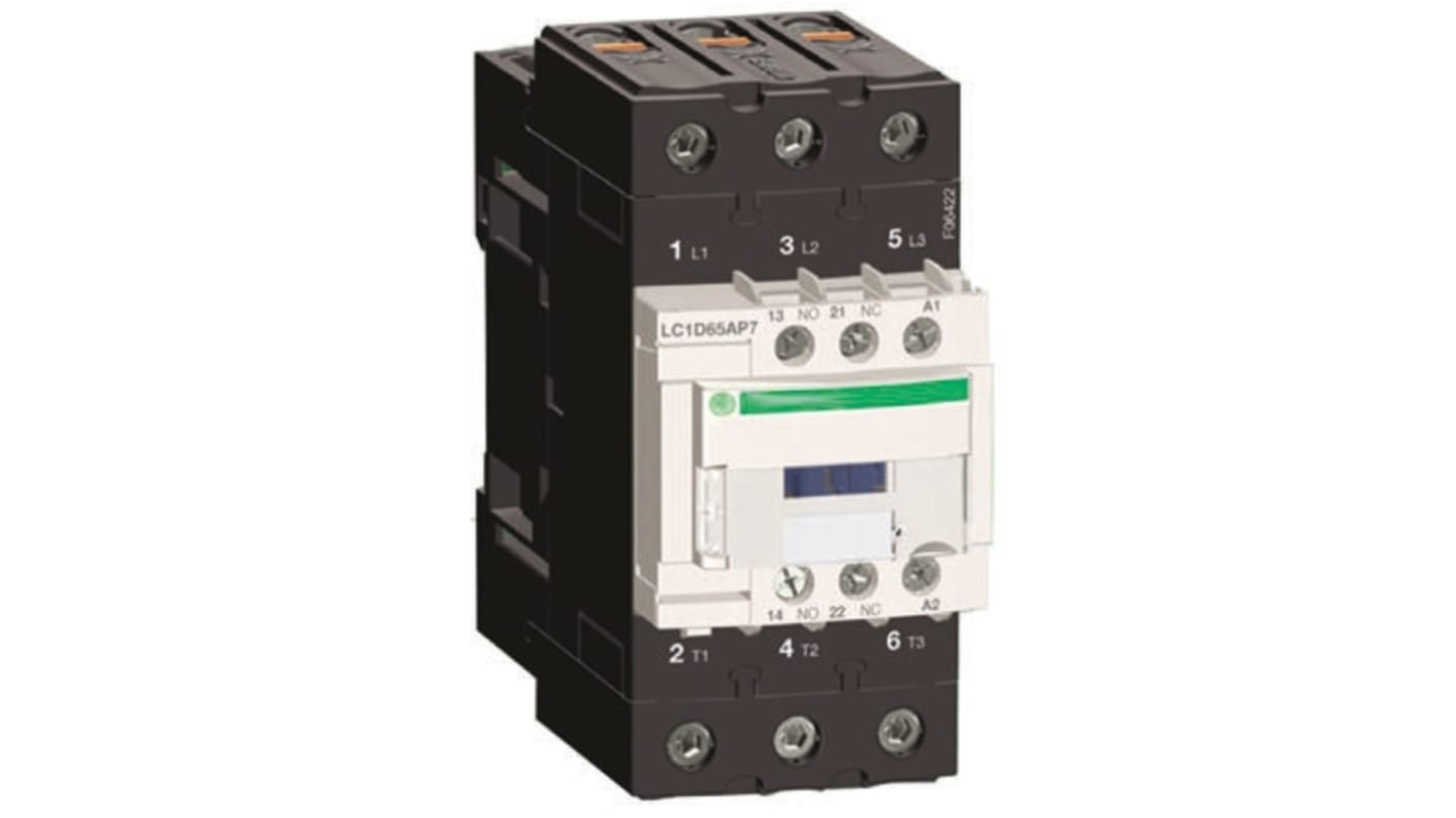 Contattore Schneider Electric LC1D40AE7 3P 40A 18,5 kW 48V CA per controllo motori e carichi resistivi. Ideale per applicazioni industriali.