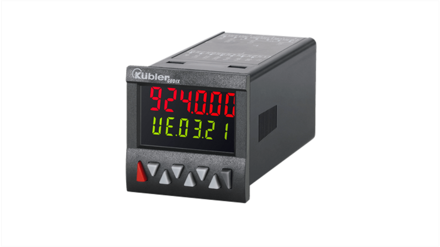 Contatore di frequenza e impulso LCD Kübler 6.923.0103.300, montaggio a pannello, 48 mm x 48 mm, alimentazione 10-30 V c.c.