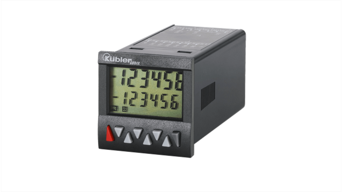 Contatore di frequenza e impulso LCD Kübler 6.924.0100.300, montaggio a pannello 48 x 48 mm, grado di protezione IP65.