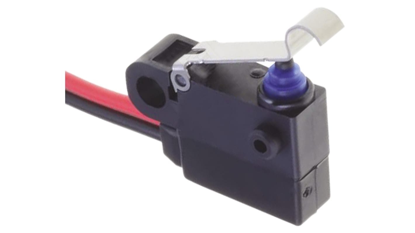 Microinterruttore Omron D2HW-C232MR SPST pre-cablato, IP67, montaggio a vite, dimensioni compatte, temperatura operativa -40/+85 °C.