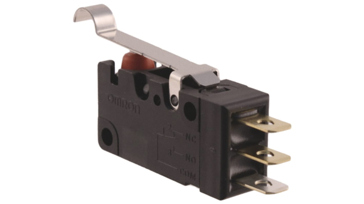 Microinterruttore Omron D2VW-5L3-1(CHN) SPDT, sigillato IP67, 5 A a 250 V, attuatore a leva, durata 10 milioni di cicli.