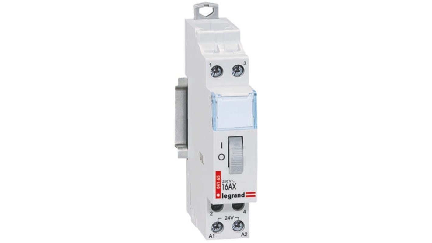Contattore Legrand 4 124 10, serie CX3, 16 A, bobina 24 V c.a., configurazione DP, conforme EN 60669-2-2.