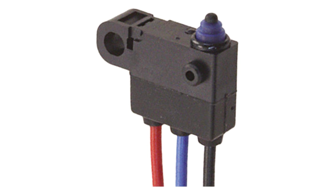 Microinterruttore Omron D2HW-C201M SPDT pre-cablato, sigillato IP67, montaggio a vite, corrente 2 A a 12 V c.c.