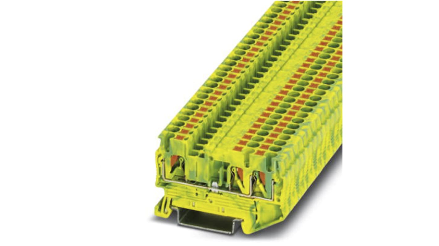 Morsettiera di terra Phoenix Contact Verde/Giallo, livello Singolo - 3209565: connessione diretta, riduzione forze di inserimento, conduttori da 26 a 12AWG. Ideale per telecomunicazioni e applicazioni industriali.