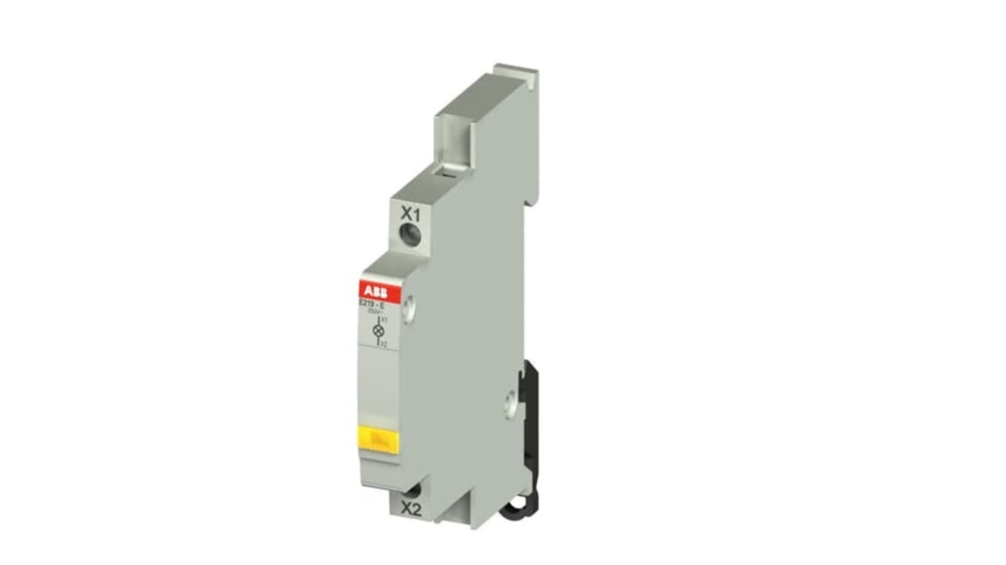 Indicatore LED ABB E219, tensione 250V, colore ambra, unità luce pilota per contattori superiori a ESB20. Codice 2CCA703403R0001.