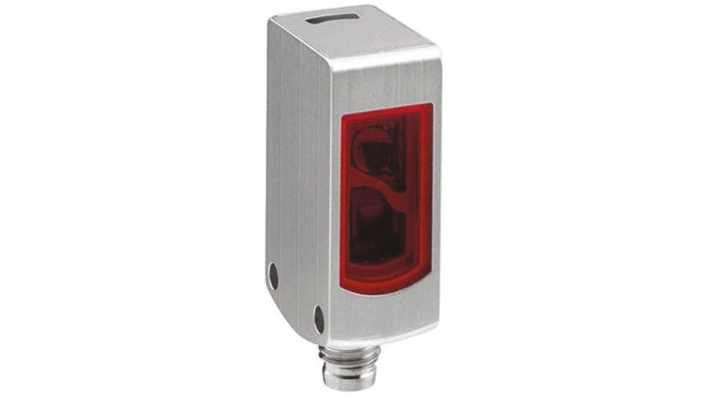 Sensore fotoelettrico rettangolare Sick WL4S-3E2130V a retroriflessione, rilevamento fino a 4 m, IP68/IP69K, con connettore M8.