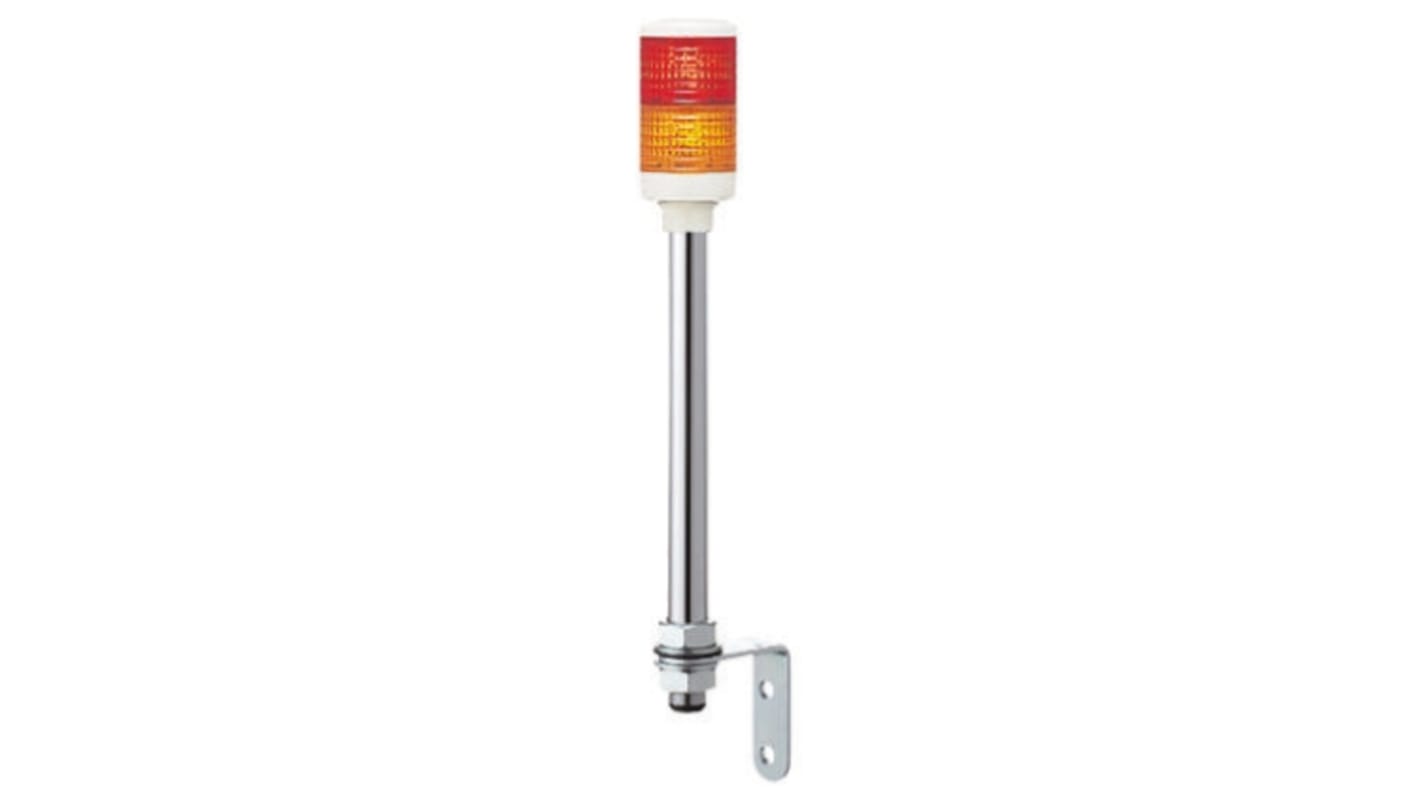 Torretta di segnalazione LED Schneider Electric XVC6B2, 24 V, 2 elementi Rosso/Ambra, montaggio su tubo, altezza 468 mm.