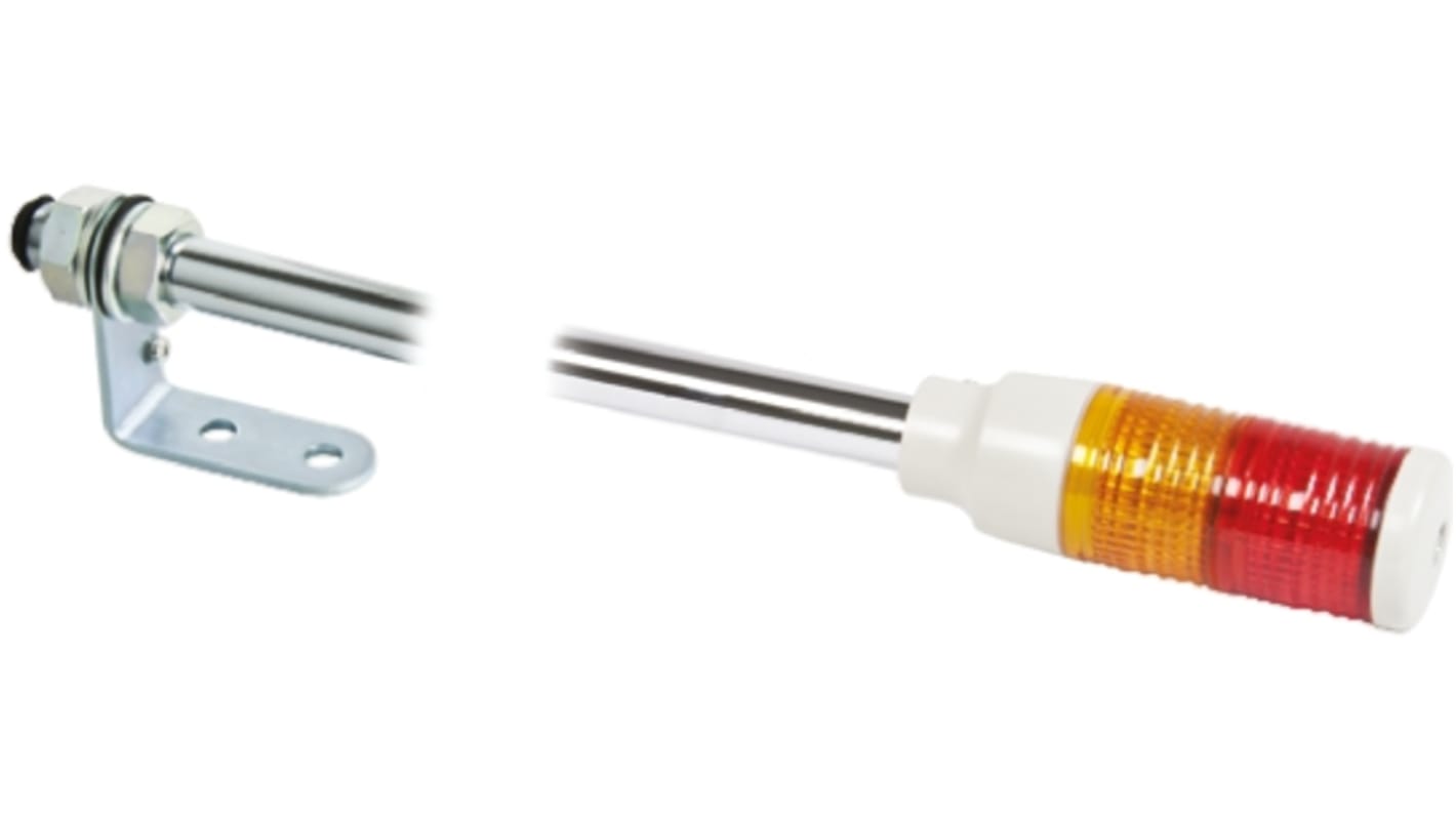Torretta di segnalazione LED Schneider Electric XVC4B2, 24 V, Rosso/Ambra, montaggio su tubo, altezza 438.5 mm, IP54.
