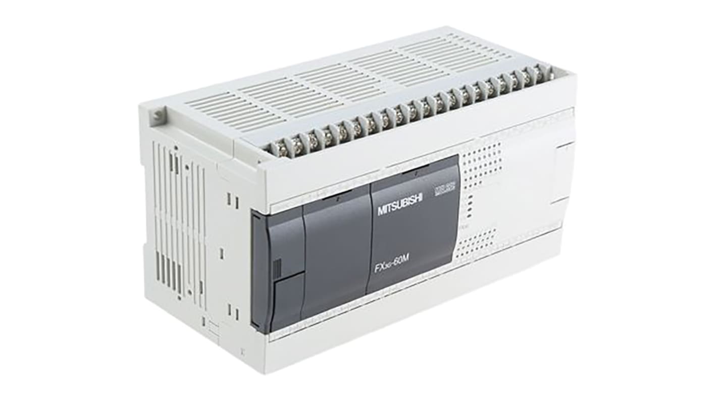 Modulo logico Mitsubishi Electric FX3G-60MT/ESS, unità base CPU con 36 ingressi e 24 uscite, montaggio su guida DIN. Dimensioni 175 x 90 x 86 mm.
