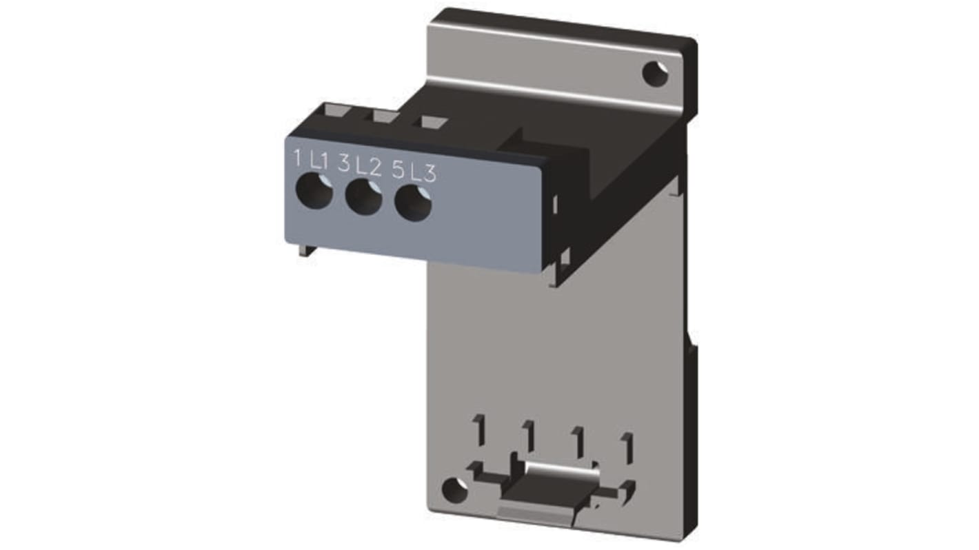 Staffa di supporto Siemens 3RU2916-3AA01 per relè di sovraccarico S00, serie 3RU. Installazione autonoma con terminale a vite. Ideale per serie 3RB30/3RB31/3RU21.