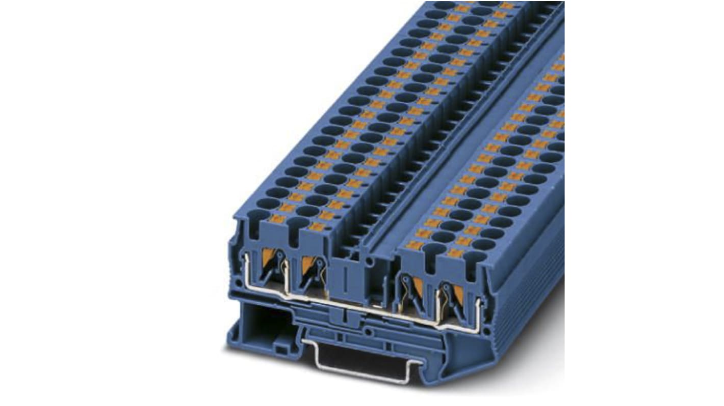 Morsettiera passante Phoenix Contact 3211802 PIT 4, livello singolo, 32A. Design compatto, collegamento frontale, riduzione del 50% della forza di inserimento. Ideale per spazi ristretti.