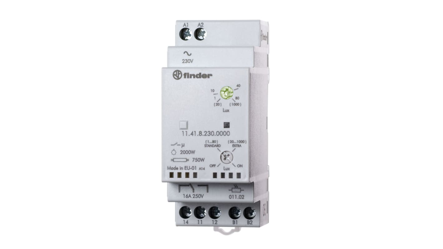 Finder 11.41.8.230.0000, pulsante temporizzatore SPDT 230 V ca, con selettore a 4 posizioni e indicazione LED.