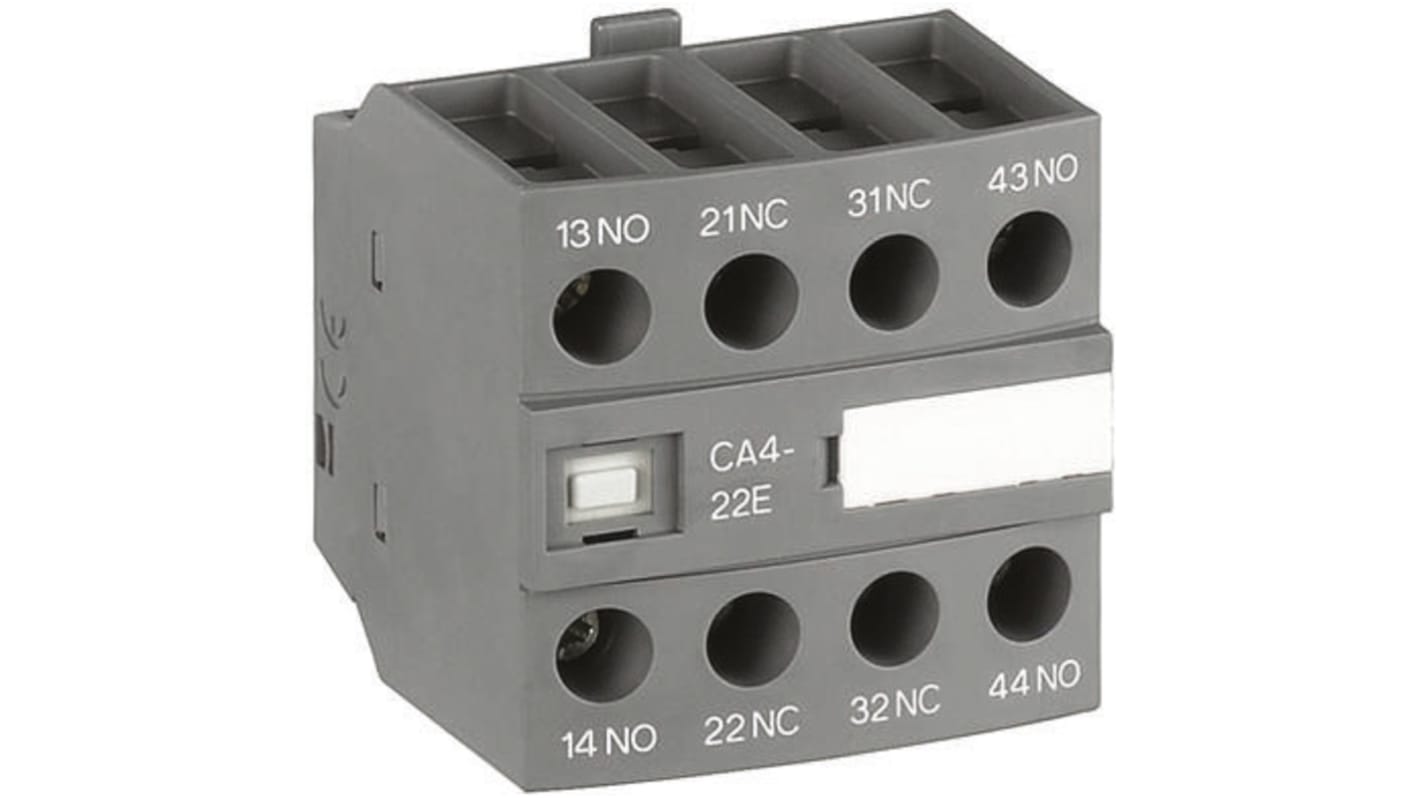 Contatto ausiliario ABB 1SBN010140R1040 CA4-40E, 4NO, montaggio anteriore, per contattori AF, 6 A, 600 V c.c., 690 V c.a.