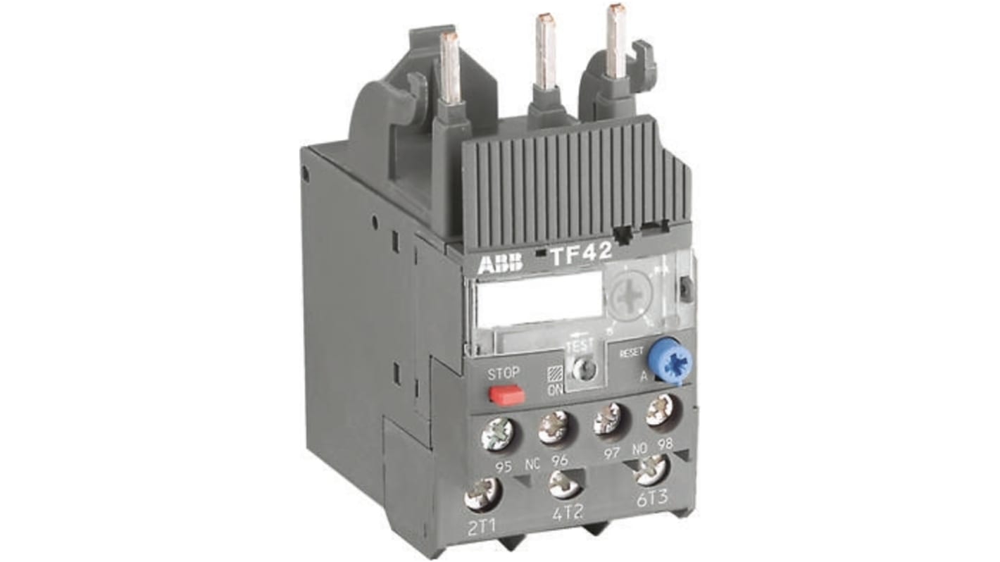 Relè di sovraccarico termico ABB 1SAZ721201R1013 TF42-0.31, 1 NO + 1 NC, carico 0,23-0,31 A, montaggio diretto, dimensioni 45x88,3x70,5 mm.