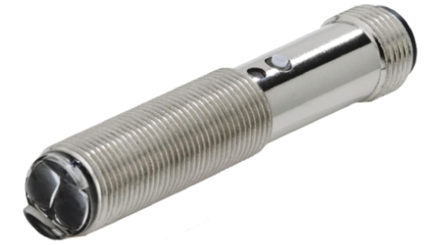 Sensore fotoelettrico cilindrico a diffusione Omron E3H2-DS10B4M-M1, rilevamento 100 mm, uscita PNP, grado di protezione IP67.