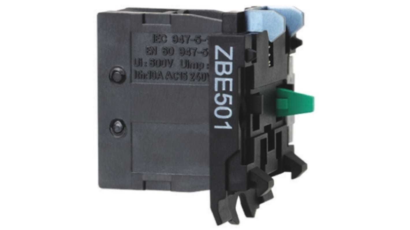 Blocco contatti a vite Schneider Electric ZBE501, per assemblaggio diretto su piastra, serie Harmony XB, 1 N/A.