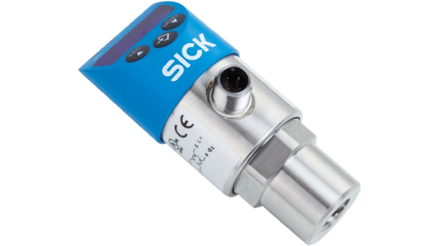 Sensore di pressione relativa Sick PBS-RB010SG2SS0AMA0Z, display digitale, max 10bar, uscita PNP programmabile, IP67.