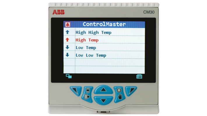 Controller PID ABB CM30/1S0S0E0/STD, 97x97 mm, 100-240 V, 3 uscite, display TFT, IP66, -100 a 1800 °C.