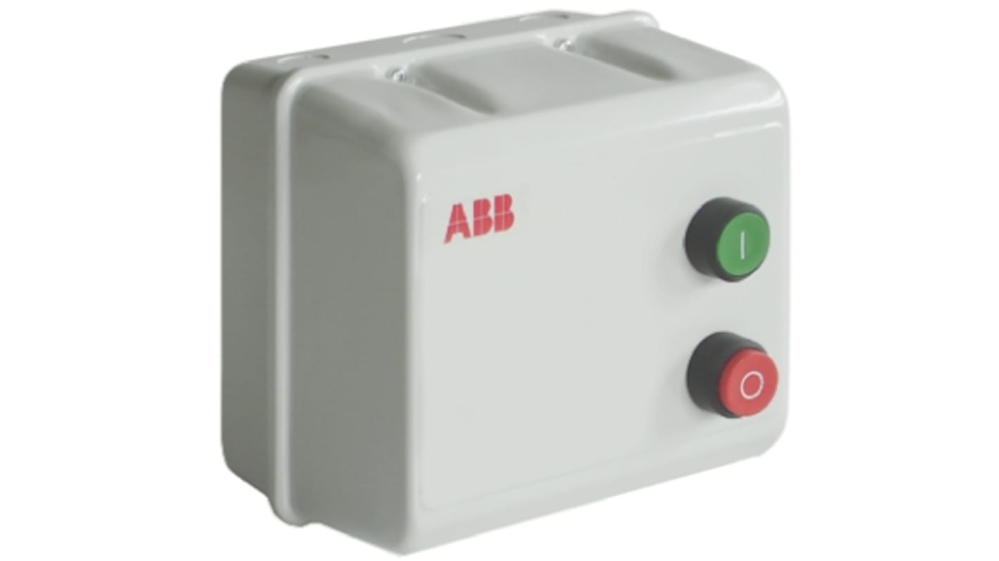 ABB 1TVC230070S5699, starter DOL automatico per motori trifase, potenza 7,5 kW, IP55, design compatto, dimensioni 184x184x165 mm.