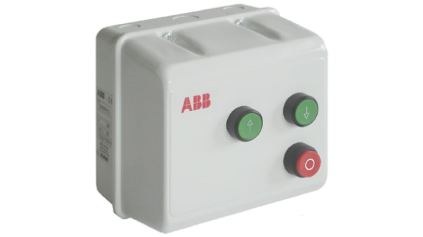 ABB 1TVC230072S5699, starter DOL automatico trifase 7,5 kW, IP55, contenitore in acciaio, installazione semplificata, dimensioni 184x184x180 mm.