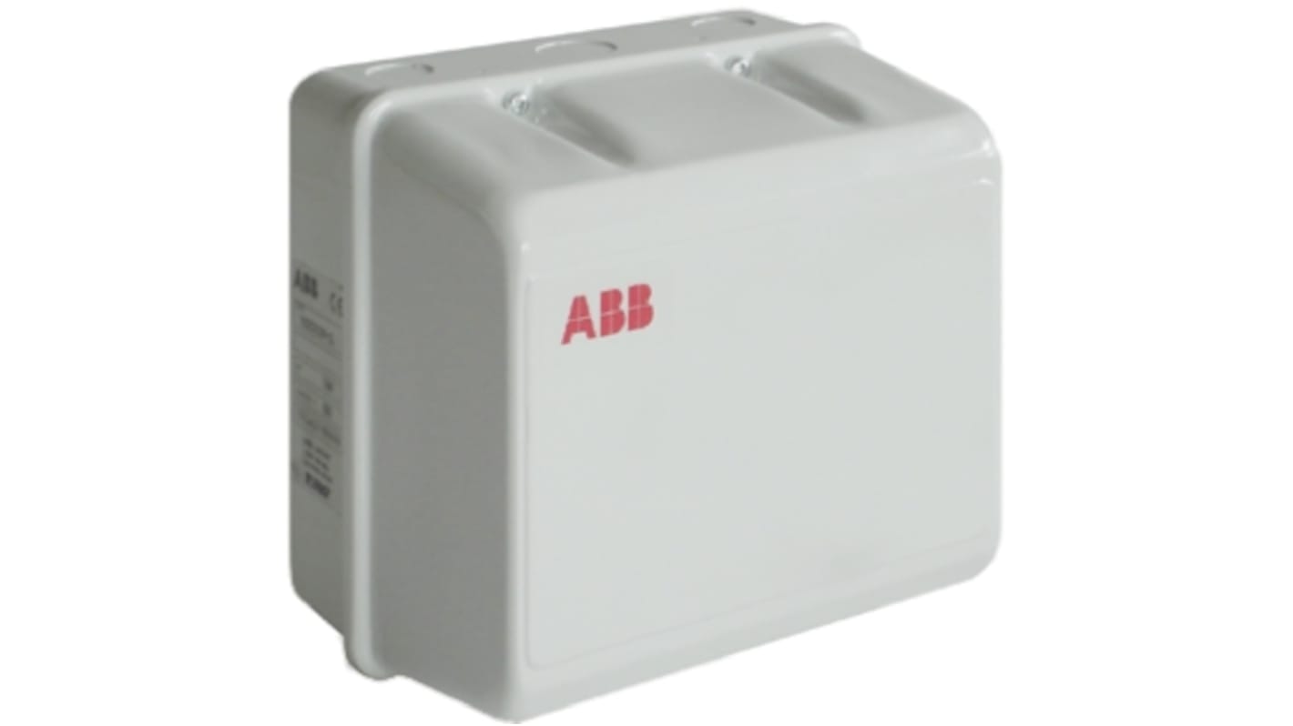 Contattore ABB 1TVS230631S5000, 3 poli, 63 A, bobina 230 V c.a., IP55, montaggio su base, dimensioni 185x180x145 mm.