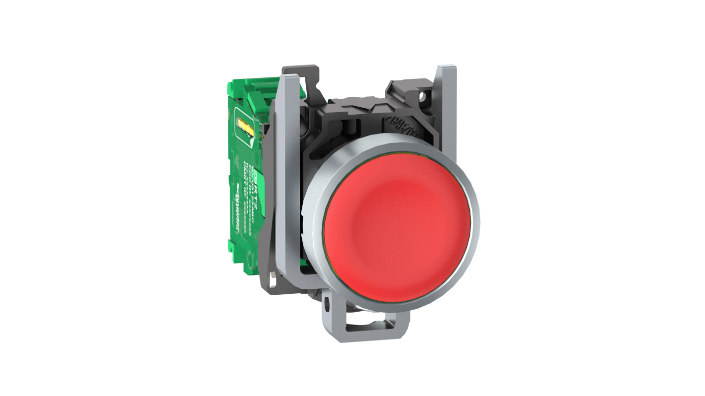 Pulsante rotondo montaggio a pannello Schneider Electric, diametro 22 mm, colore rosso, serie Harmony XB4, terminale a vite.