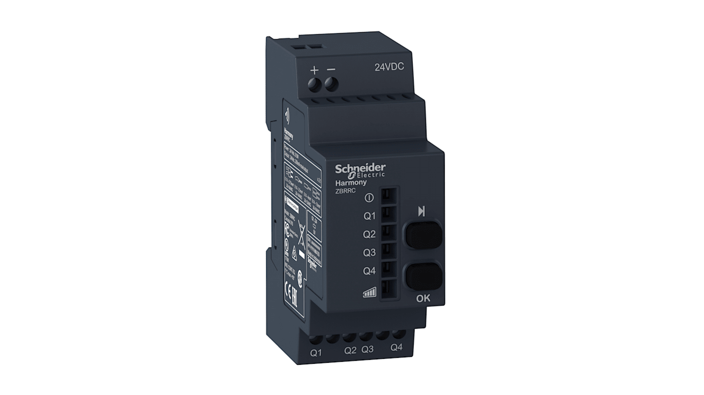 Ricevitore a pulsante Schneider Electric ZBRRC, senza fili, installazione rapida, portata 25 m, operatività da -40 a 70 °C.