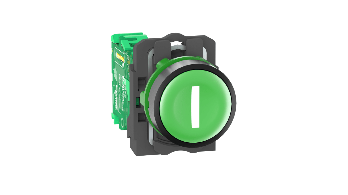 Interruttore di comando radio Schneider Electric, pulsante verde rotondo, diametro foratura 22mm, serie Harmony XB5.