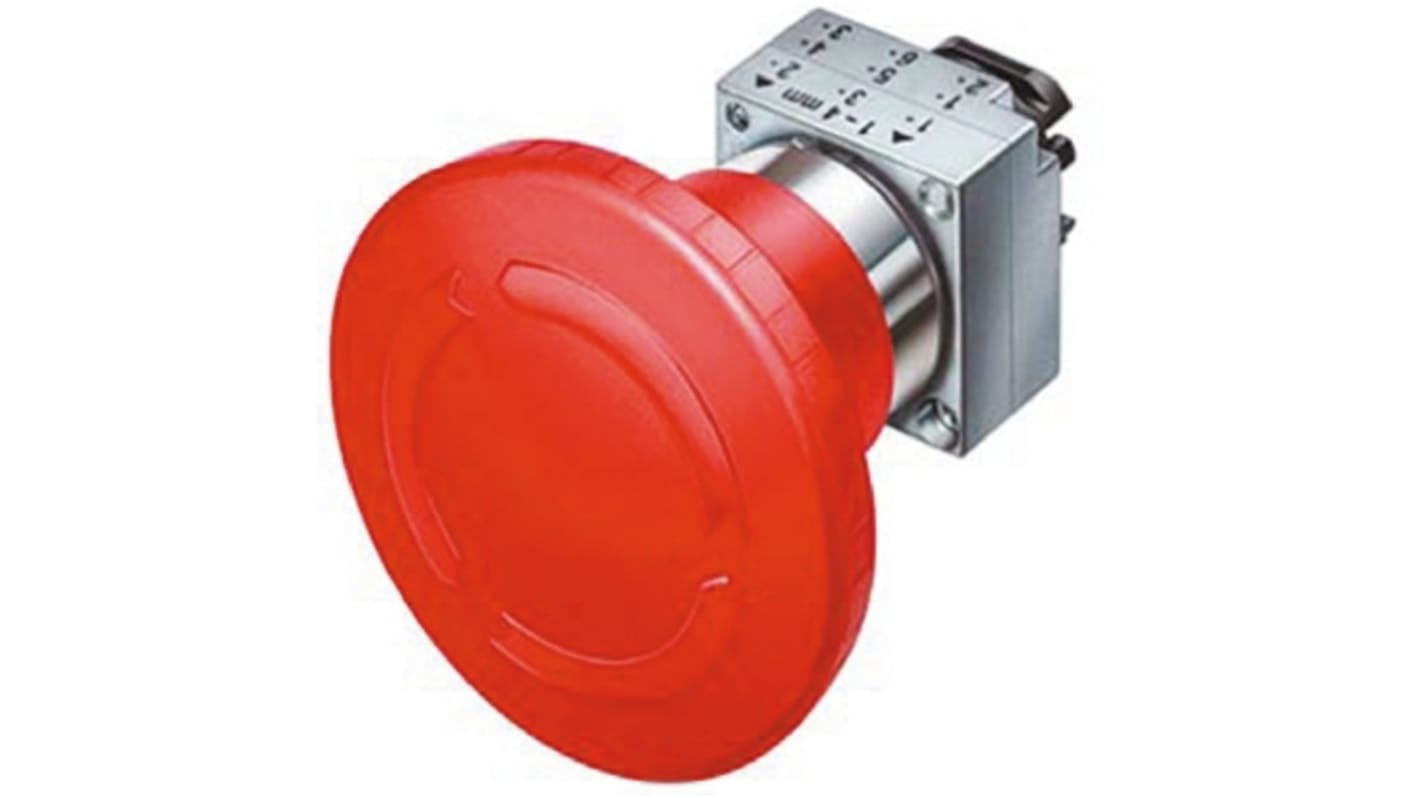 Attuatore pulsante instabile Siemens 3SB3500-1QA21, rotondo, diametro 60 mm, colore rosso, protezione IP67.