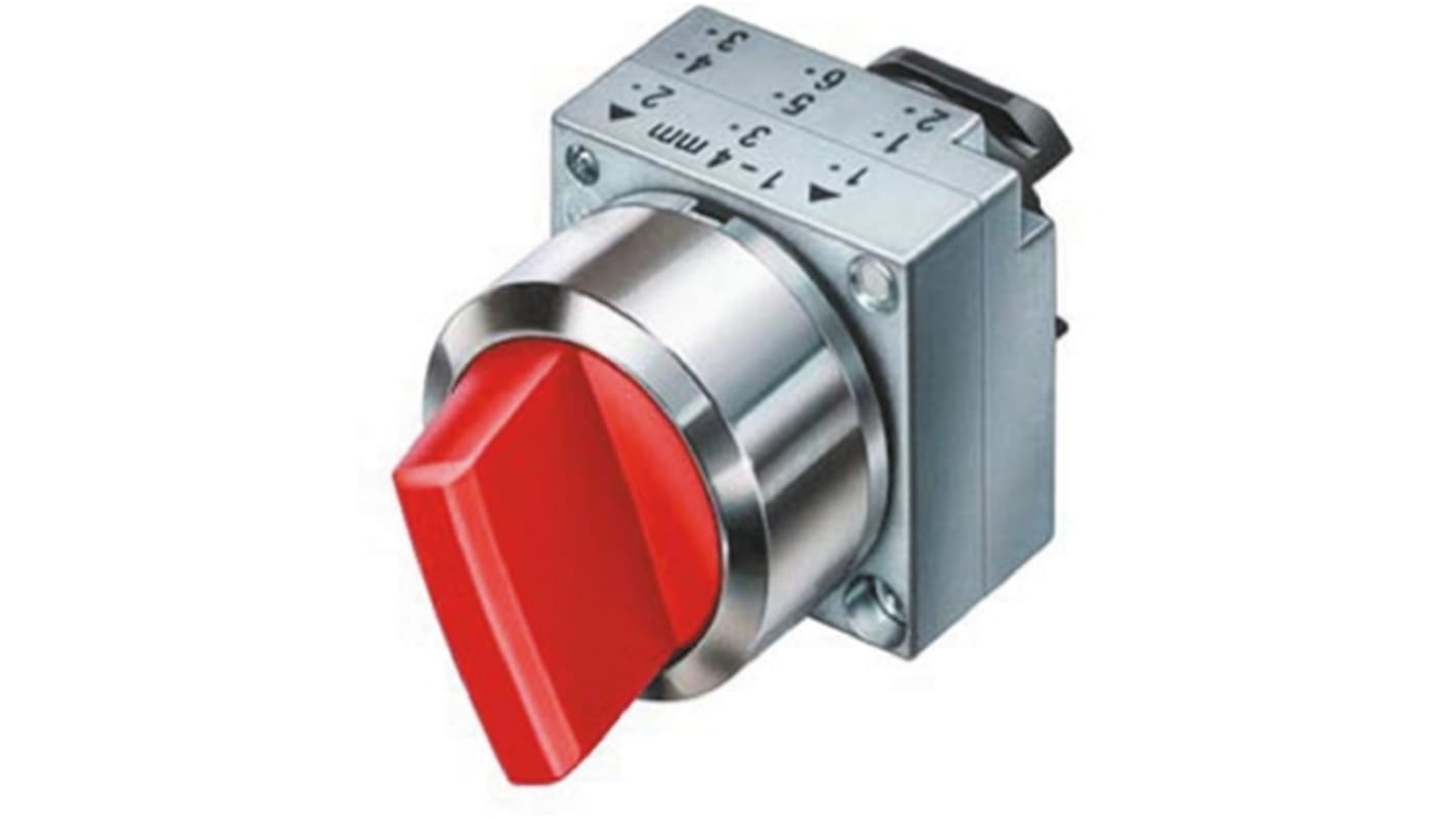 Selettore Siemens 3SB3500-3PA21 a 2 posizioni, impugnatura lunga, diametro 22 mm, contatto bistabile, IP67.
