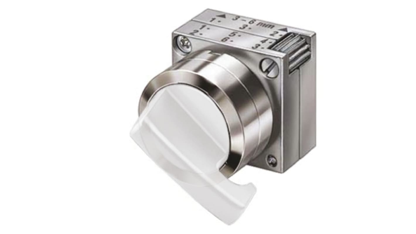 Selettore Siemens 3SB3500-3QA61, 2 posizioni, impugnatura lunga, diametro 22 mm, contatto momentaneo, metallo, IP67.