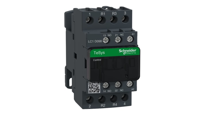 Contattore Schneider Electric LC1D098U7, 4 poli, 9 A, 230 V, montaggio a pannello, dimensioni 85x45x92 mm, grado di protezione IP20.