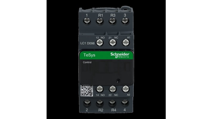 Contattore Schneider Electric LC1D098U7, 4 poli, 9 A, 230 V, montaggio a pannello, dimensioni 85x45x92 mm, grado di protezione IP20.