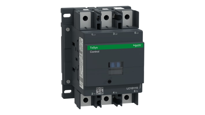 Contattore Schneider Electric LC1D1156N7, 3 poli, 115 A, montaggio a pannello, dimensioni 158 x 120 x 136 mm, bobina 400 V c.a.