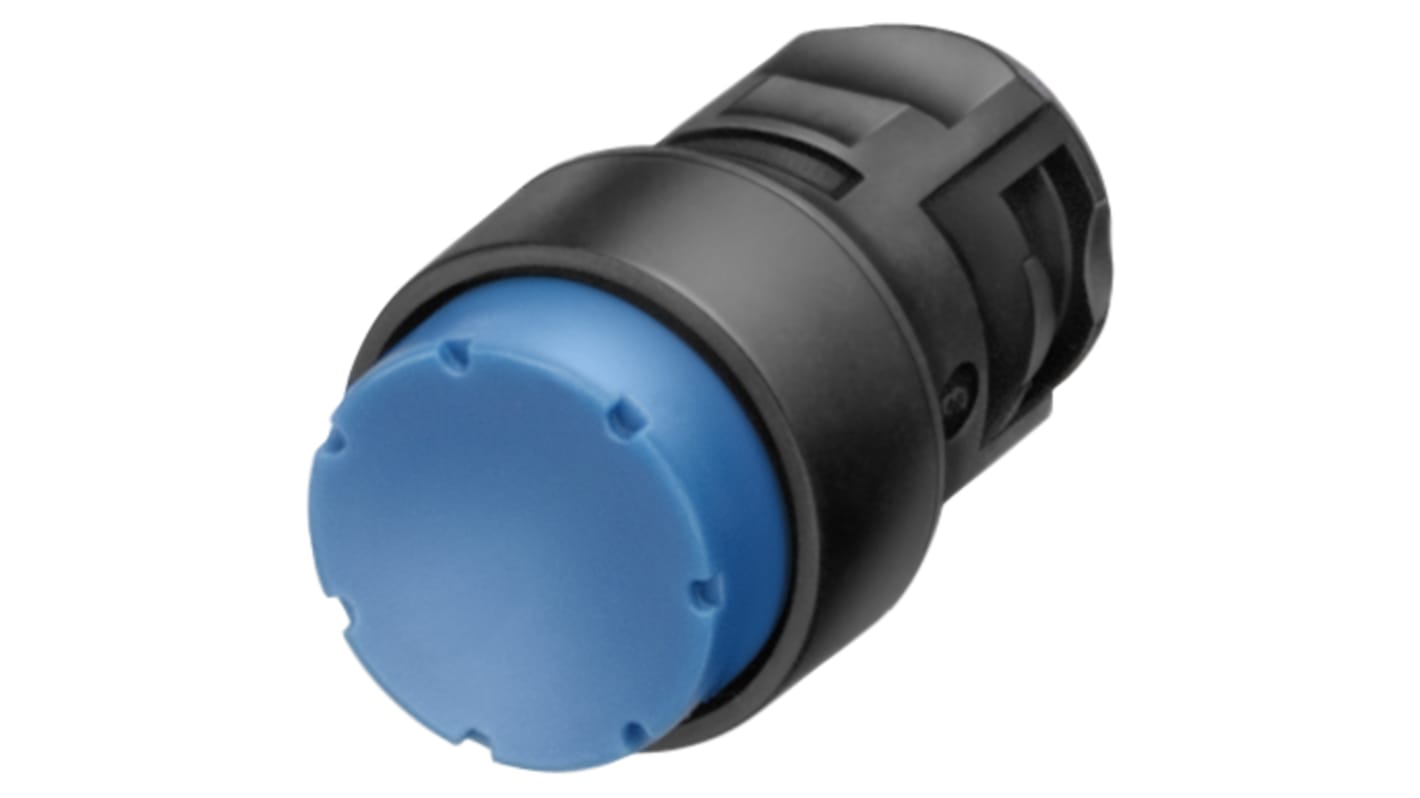 Pulsante Siemens 3SB2000-0LH01, rotondo, trasparente, IP65, montaggio su pannello, diametro foratura 22 mm.