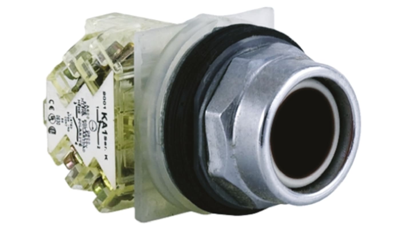 Pulsante Schneider Electric 9001KR1BH5, 1NO, rotondo, IP66, per ambienti estremi, contatto a rottura lenta, colore nero.