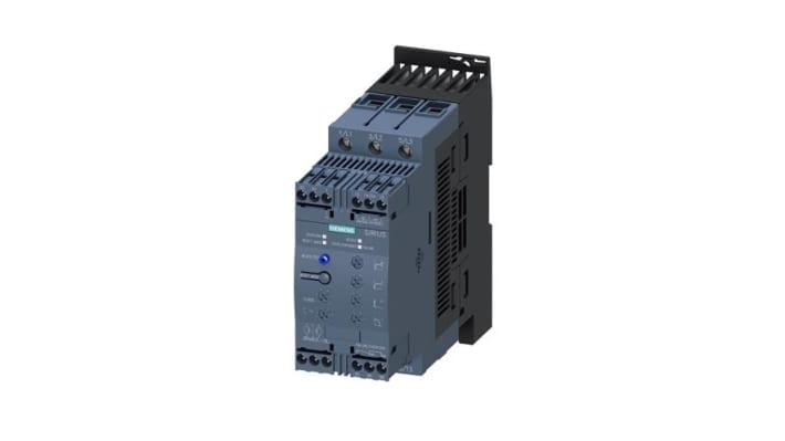 Avviatore soft-start Siemens 3RW4036-1BB04, 22 kW, 45 A, 3 fasi, IP20, montaggio su guida DIN, dimensioni 170x55x170 mm.