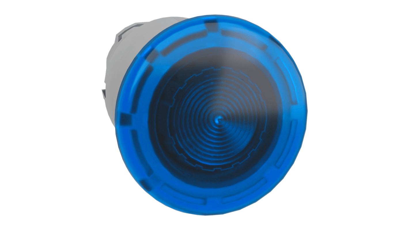 Attuatore pulsante blu a fungo illuminato Schneider Electric, serie Harmony XB4, diametro 40 mm, protezione IP66/IP69K.