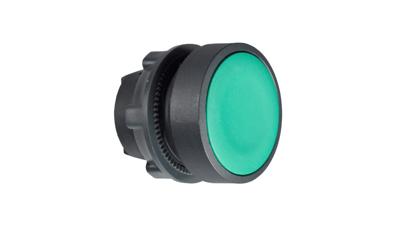 Attuatore pulsante Mantenuto verde Schneider Electric ZB5AH03, serie Harmony XB5, diametro 28.5mm, protezione IP66/IP69K.