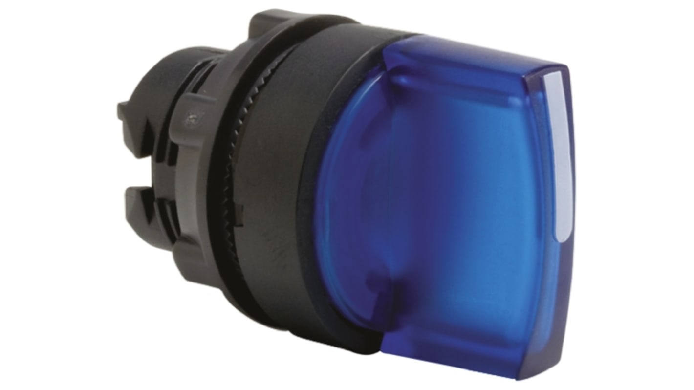 Selettore Harmony XB5 di Schneider Electric, 3 posizioni, diametro 22 mm, colore blu, protezione IP65.