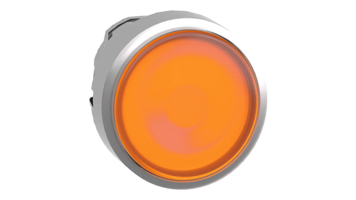 Attuatore pulsante Mantenuto Schneider Electric, testa rotonda arancione, diametro 22mm, illuminato, protezione IP66/IP67/IP69K.