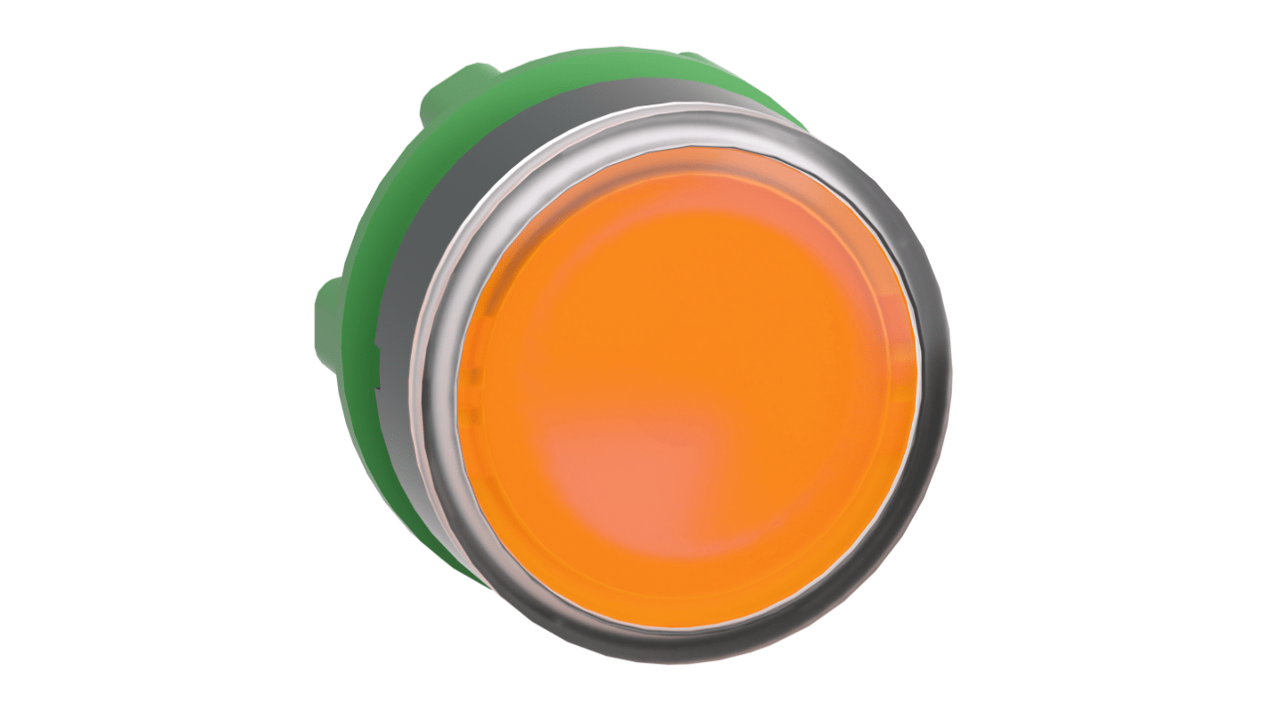 Attuatore pulsante Mantenuto Schneider Electric ZB5AH053, rotondo, diametro 22mm, colore arancione, illuminato, IP66/IP67/IP69K.