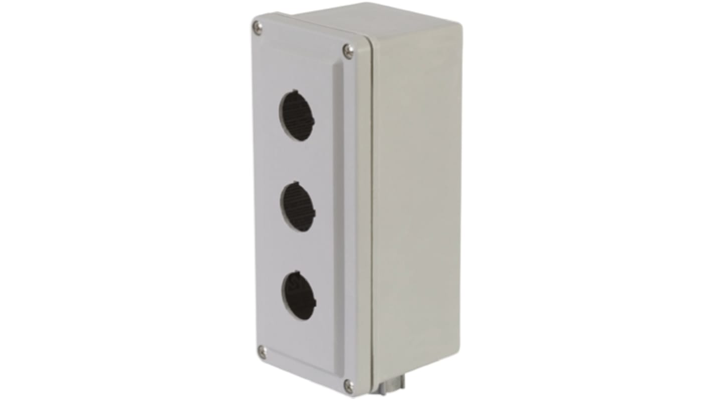 Contenitore stazione di controllo Schneider Electric 9001SKY3, plastica, IP66, 3 fori da 30 mm, dimensioni 97 x 226 x 99 mm.