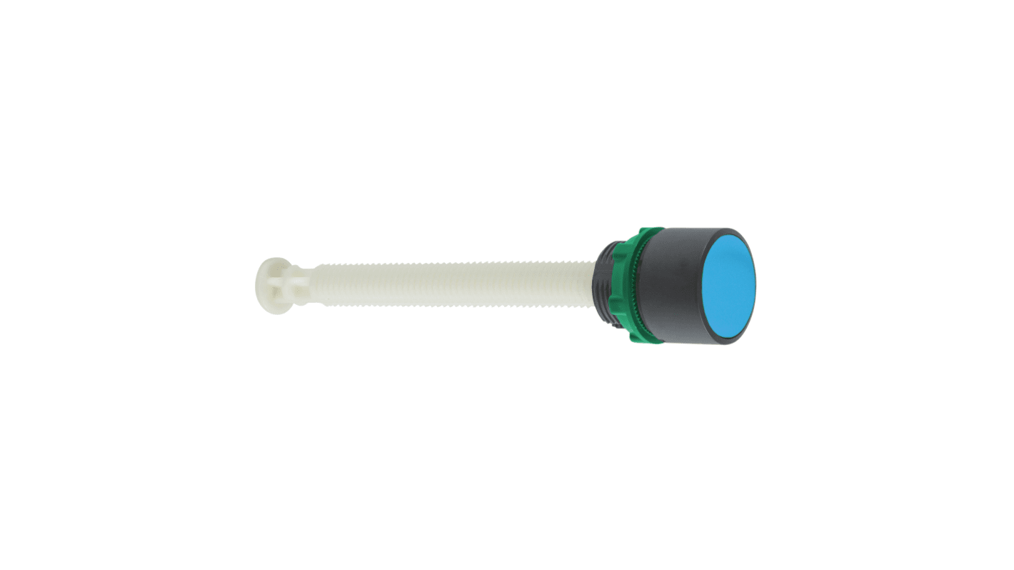 Pulsante rotondo blu Schneider Electric XB5AA86202, montaggio a pannello, IP66, diametro foratura 22 mm, temperatura -40/+70 °C.