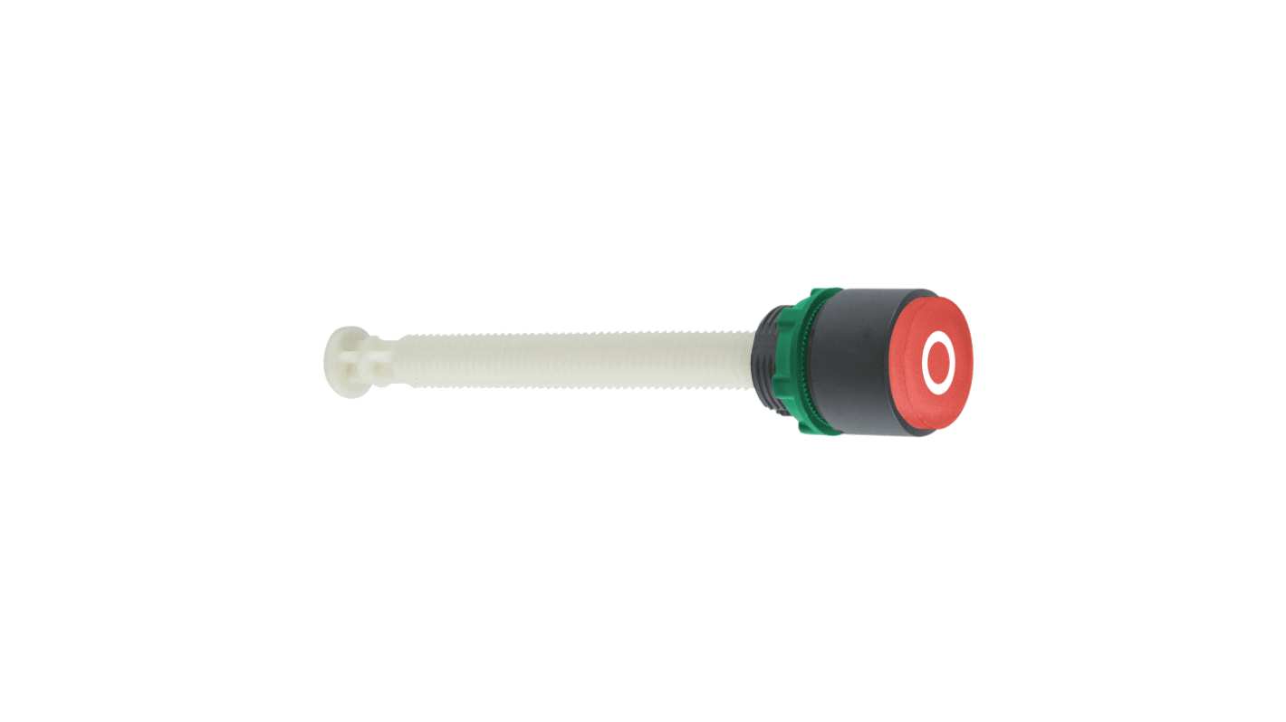 Pulsante di reset Schneider Electric XB5, rosso, montaggio a pannello, IP66, diametro 28.5 mm, temperatura -40/+70 °C.