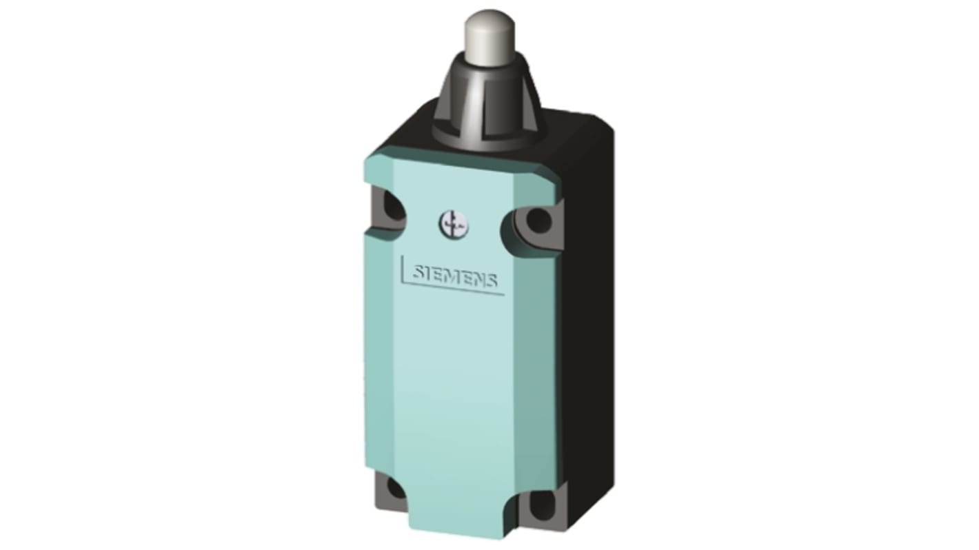 Interruttore di fine corsa Siemens 3SE5112-0LC02, stantuffo modulare IP66/IP67, dimensioni 85.7mm x 40.5mm x 37.3mm.