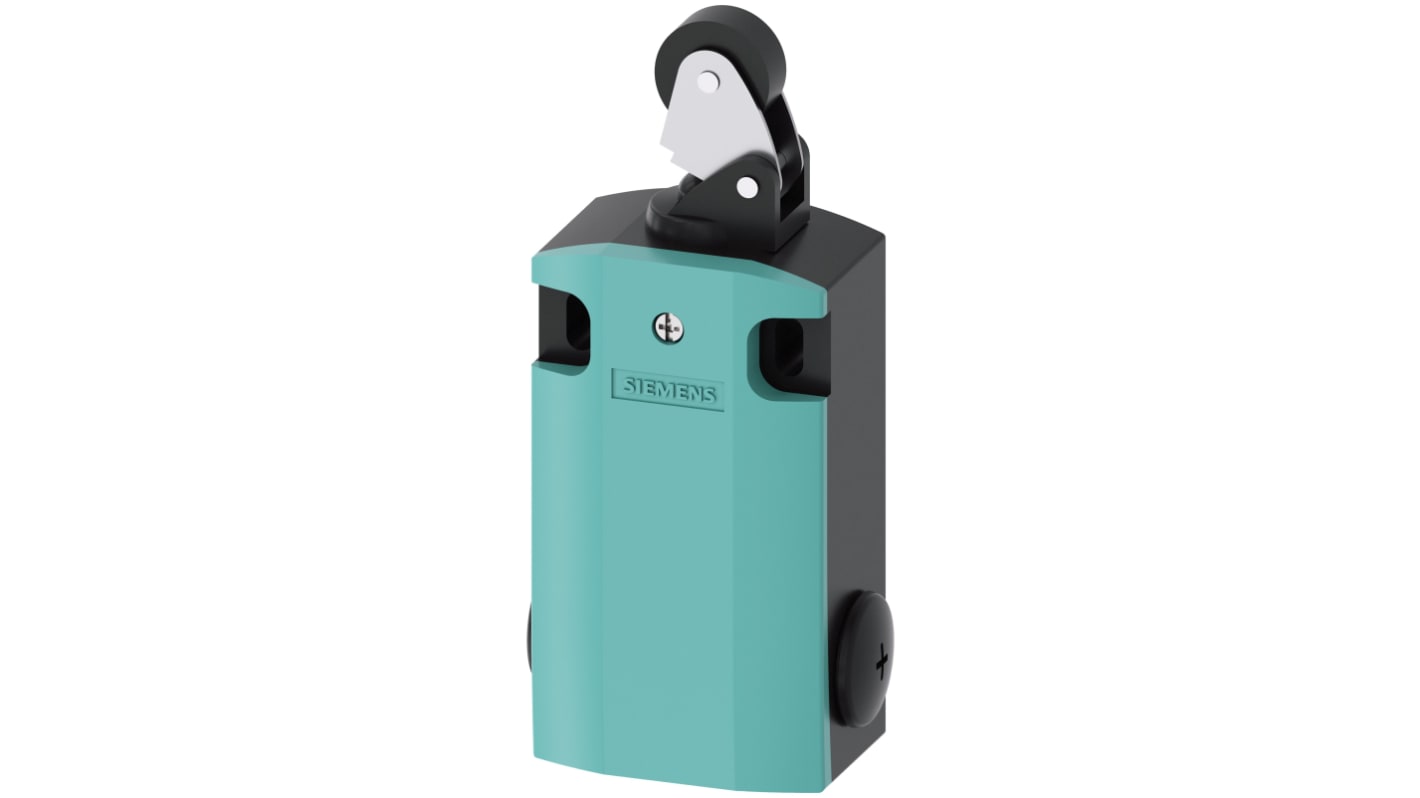 Interruttore di interblocco Siemens 3SE5162-0CE01, leva a rullo, 2NA 2NC, IP66/IP67, 400V, 10A, dimensioni 107.7mm x 56mm x 37mm.