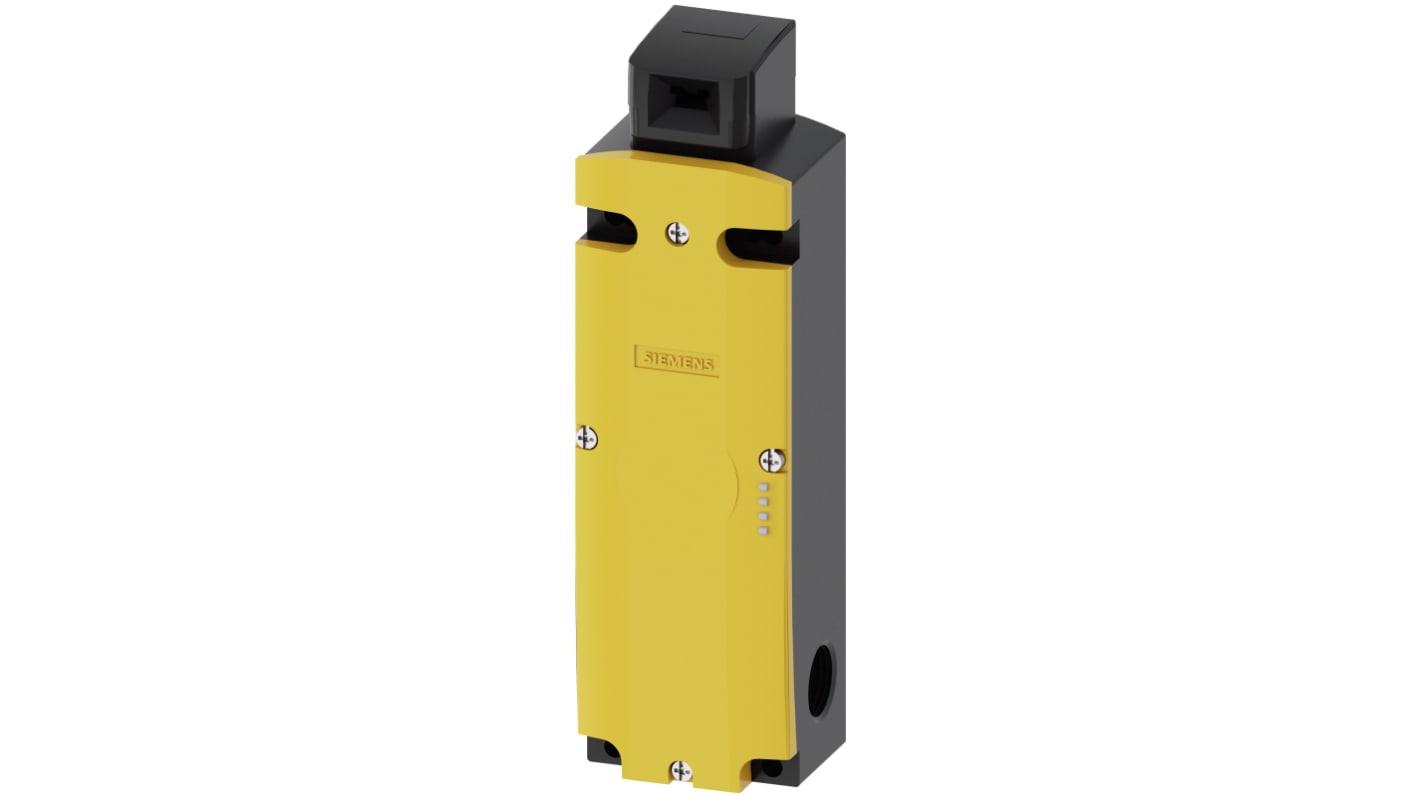 Interruttore di interblocco a solenoide Siemens 3SE5322-1SB21, 24V cc, 6 contatti, protezione IP66/IP67, dimensioni 184.1mm x 54mm x 39.1mm.